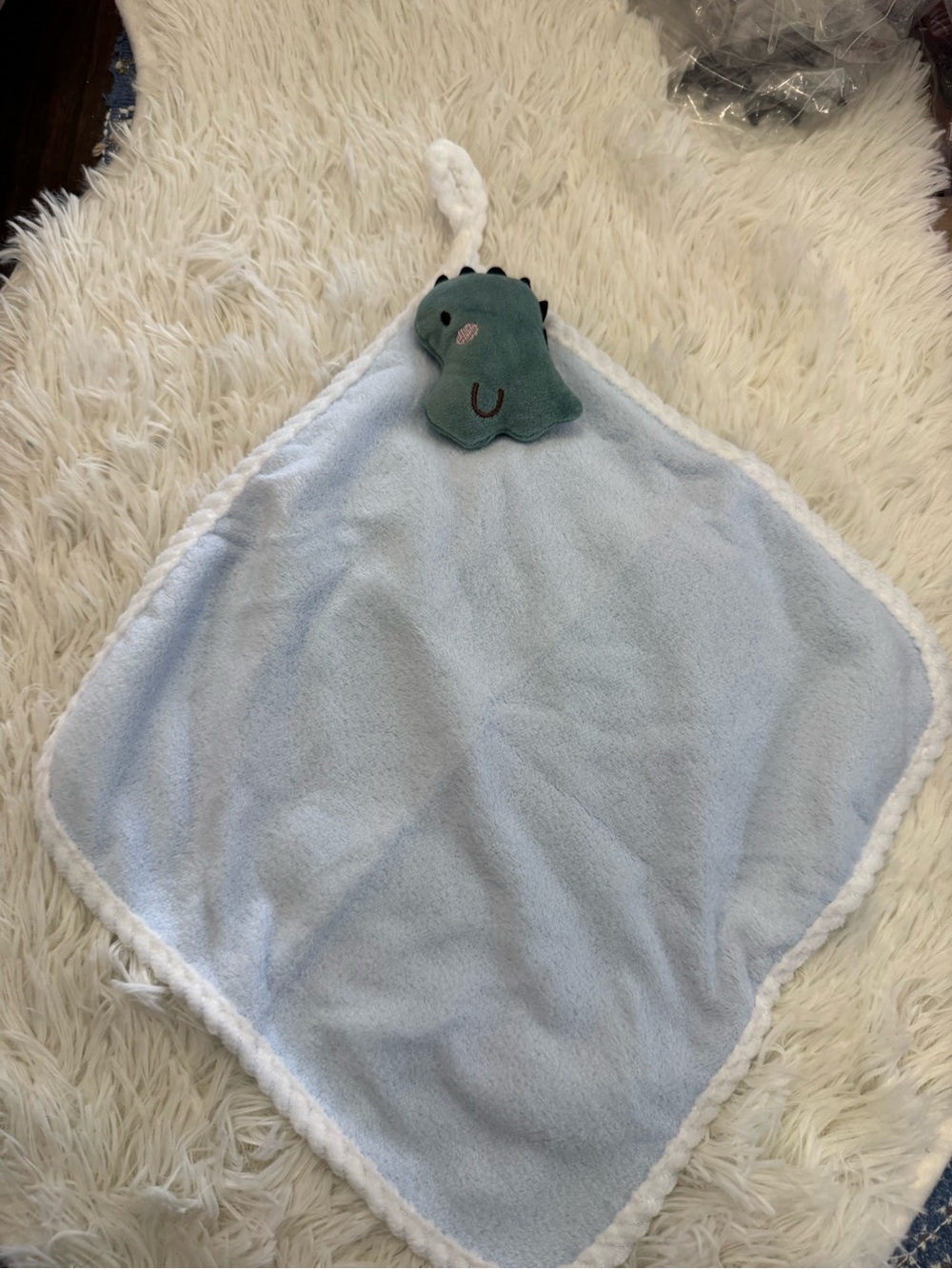 Plush Dino hand towel super soft- Light Blue